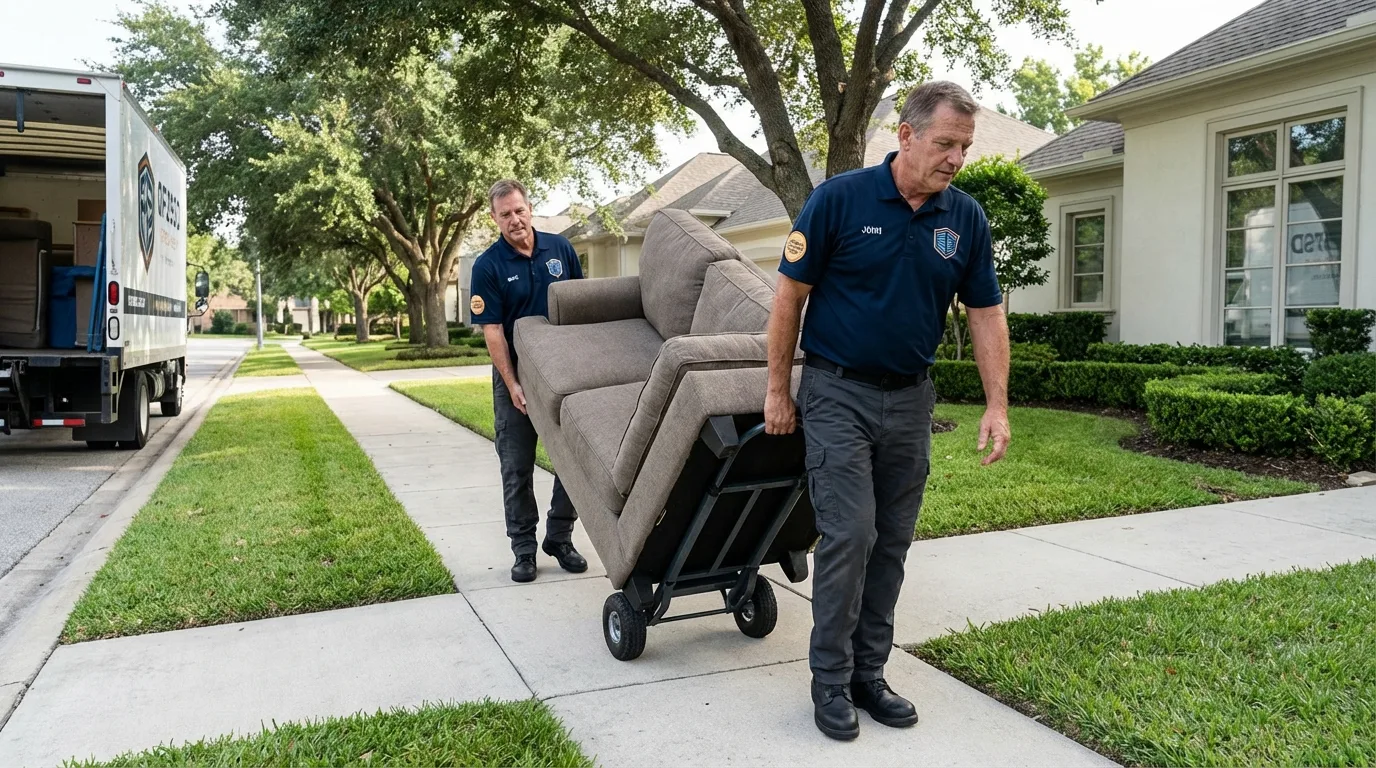 Local residential moving crew loading furniture in Cottonport, LA